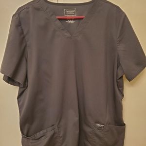 Cherokee Workwear Revolution Women's 2-Pocket Scrub Top Pewter size XL